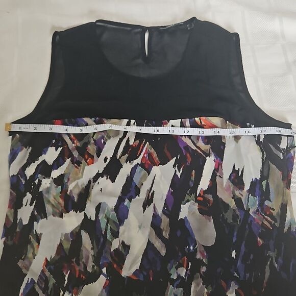 Mexx Sheer Sleeveless Color Splash Top Black Size 12 - Picture 8 of 16